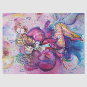 MUSIKALISCHER ROSAFARBENER CLOWN MIT EULE SEIDENPAPIER