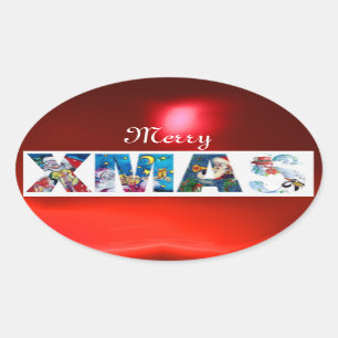 MUSIKALISCHER SANKT-WEIHNACHTSParty/-PENGUINS Ovaler Aufkleber