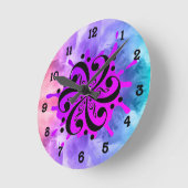 Musikalischer Spritzer Runde Wanduhr (Winkel)