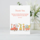 Musikalischer Tier Zug Geburtstag Dankeskarte (Stehend Vorderseite)