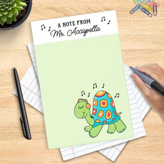 Musikalischer Turtle Music Teacher maßgeschneidert Post-it Klebezettel