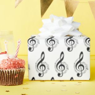 Musikalischer Violinschlüssel auf Weiß Geschenkpapier