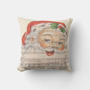 Musikalischer Weihnachtsmann im Vintage-Stil Kissen