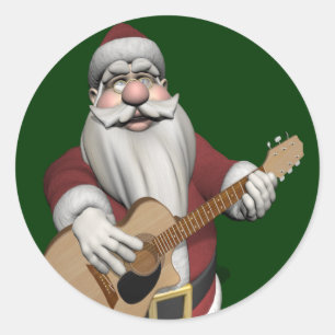 Musikalischer Weihnachtsmann spielt Weihnachtslied Runder Aufkleber