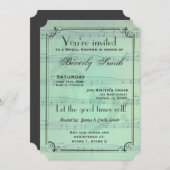 Musikalisches Brautparty - Minzgrün Einladung (Vorne/Hinten)