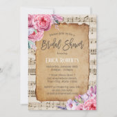 Musikalisches Brautparty Vintage Blumenmusik Einladung (Vorderseite)