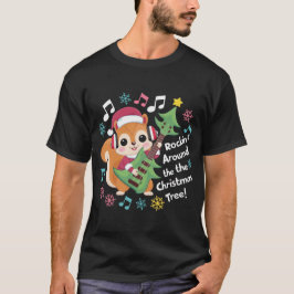 Musikalisches Eichhörnchen in der Weihnachtsmannmü T-Shirt