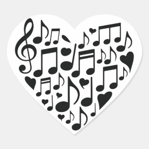 Musikalisches Herz-Design Noten Thema Herz-Aufkleber