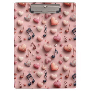 Musikalisches Herz Valentinstag-Muster Klemmbrett