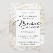 Musikalisches Konzert Einladung Elegantes Gold (Vorne/Hinten)