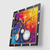 Musikalisches Kreuz Abstrakt Quadratische Wanduhr (Winkel)