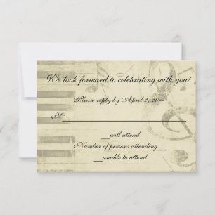 Musikalisches Musikdesign Hochzeitseinladung RSVP Karte