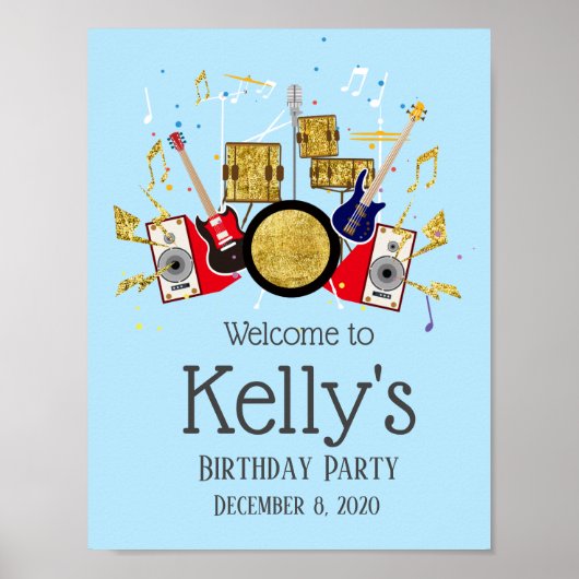 musikalisches Party Drum Set Rock Star Begrüßungsz Poster (Vorne)