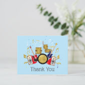 musikalisches Party Gitarre Drum Set musikalisch d Einladungspostkarte (Stehend Vorderseite)