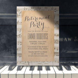 Musikalisches Rentnerparty Vintage Alte Musiknoten Einladung