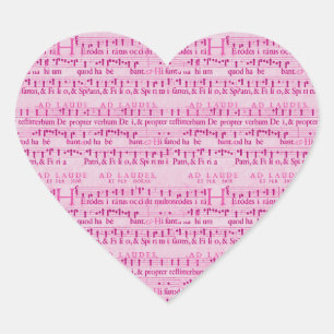 Musikalisches Score Altes rosa Papierdesign Herz-Aufkleber