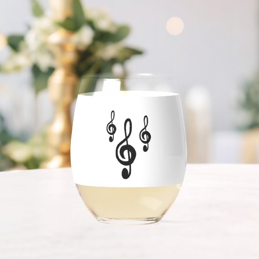 Musikalisches Symbol Treble Clef Muster Simple Weinglas Ohne Stiel (Insitu (Hochzeit))