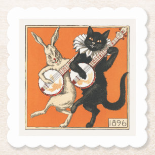 Musikalisches Tanzkaninchen und Katze  Untersetzer