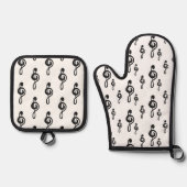 Musikalisches Treble Clef Muster simpel Ofenhandschuh & Topflappen-Set (Vorderseite)