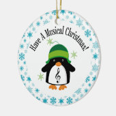Musikalisches Weihnachtsmusik-Pinguin-Geschenk Keramikornament (Links)