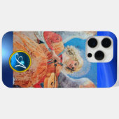 MUSIKANGEL, Blaue Saphir-Gemstone-Monogramm Case-Mate iPhone Hülle (Rückseite (Horizontal))