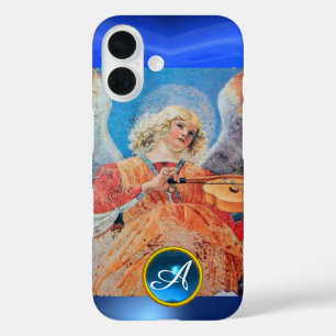 MUSIKANGEL, Blaue Saphir-Gemstone-Monogramm iPhone 16 Hülle