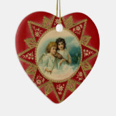 MUSIKANGELN IM ROTEN HERZ KERAMIKORNAMENT (Rechts)