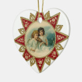 MUSIKANGELN IM WEISSEN HERZ KERAMIKORNAMENT (Links)