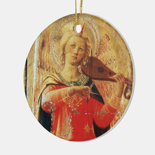 MUSIKANISCHE ANGEL IN ROT UND GOLD Ruby Gem Stein Keramikornament (Links)