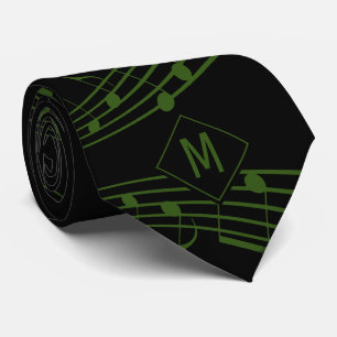 MUSIKANISCHE KENNTNISSE DER Black Green Monogram Krawatte