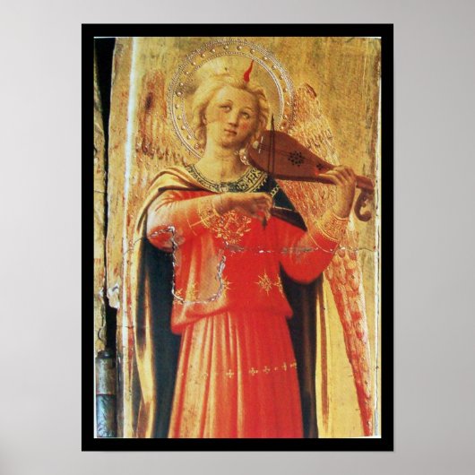 MUSIKANISCHES ANGEL IN ROT UND GOLD POSTER (Vorne)
