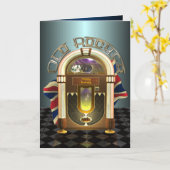 Musikautomat-alter Rocker-BRITISCHE kundengerechte Karte (Gelbe Blume)
