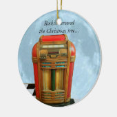 Musikautomat und blauer Mond Retro Keramikornament (Links)