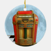 Musikautomat und blauer Mond Retro Keramikornament (Hinten)