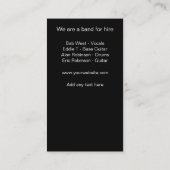 Musikband zur Vermietung von Visitenkarten Visitenkarte (Rückseite)