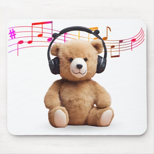 Musikbär mit Kopfhörern Mousepad (Vorne)