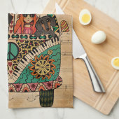 Musikblatt Cool Wind Dackel Vertikal Geschirrtuch (Viertel Falte)