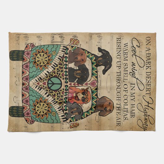 Musikblatt Cool Wind Dackel Vertikal Geschirrtuch (Horizontal)