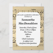 Musikblatt-Foto-Abschluss Einladung (Rückseite)