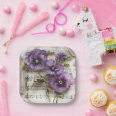 Musikblatt für lila Stiefmütterchen Pappteller (Party)