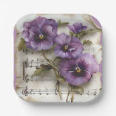 Musikblatt für lila Stiefmütterchen Pappteller (Vorderseite)