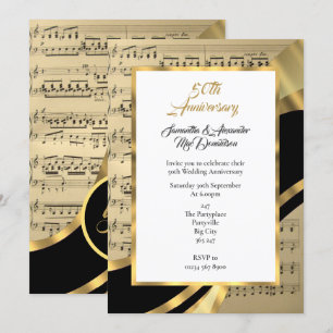 Musikblatt goldene Hochzeit Einladung