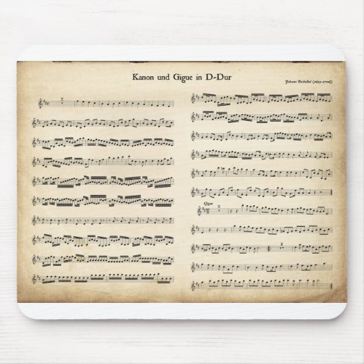 Musikblatt Pachelbel Kanon und Gigue in D Dur Mousepad (Vorne)