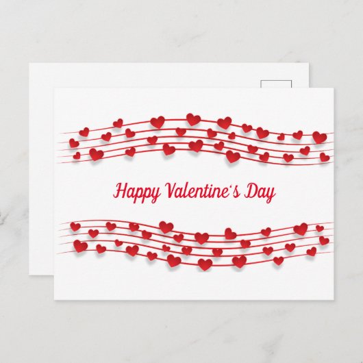 Musikblatt Rotes Herz Valentinstag Postkarte (Vorne/Hinten)