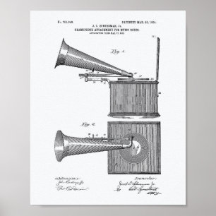 Musikbox 1904 Patent Kunst Weißes Papier Poster