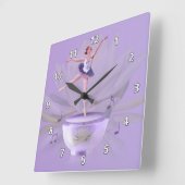 Musikbox Ballerina mit Wasserlilie Quadratische Wanduhr (Winkel)