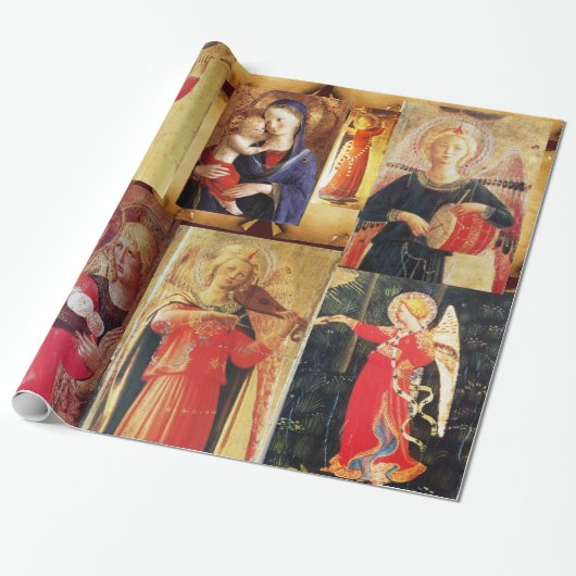 MUSIKCHRISTMAS ANGELN UND MADONNA MIT KIND GESCHENKPAPIER (Ungerollt)