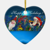 MUSIKCHRISTMAS NACHT SANTA BUGLER BLUE HERZ KERAMIK ORNAMENT (Vorne)