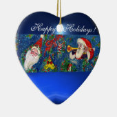 MUSIKCHRISTMAS NACHT SANTA BUGLER BLUE HERZ KERAMIKORNAMENT (Rechts)