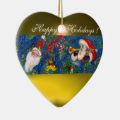 MUSIKCHRISTMAS NIGHT, SANTA BUGLER Gelbes Herz Keramikornament (Rechts)